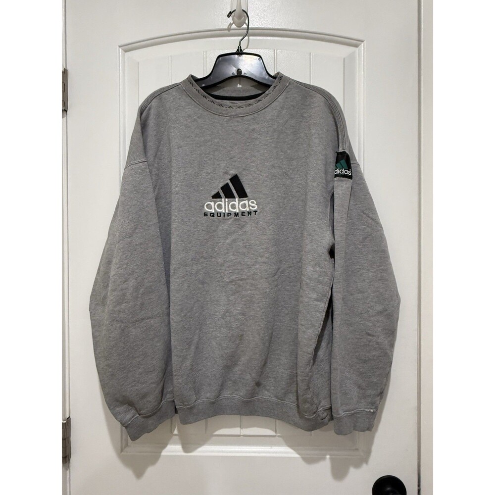VTG 90s Adidas Equipment Sweatshirt Mens Sz M Gray Mock Neck Fleece EQT